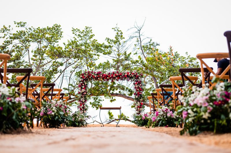 Beautiful beachside wedding ceremony setup on Las Terrenas beach