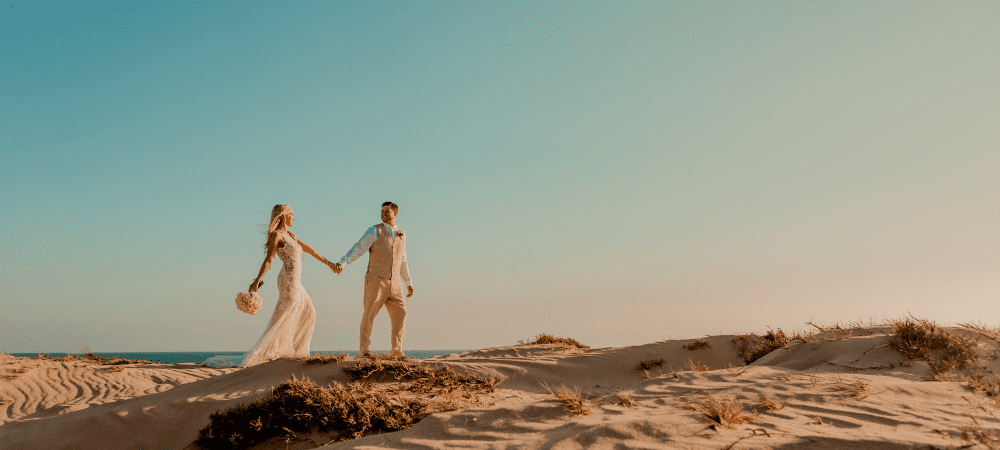 bride and groom photographed in Los Cabos