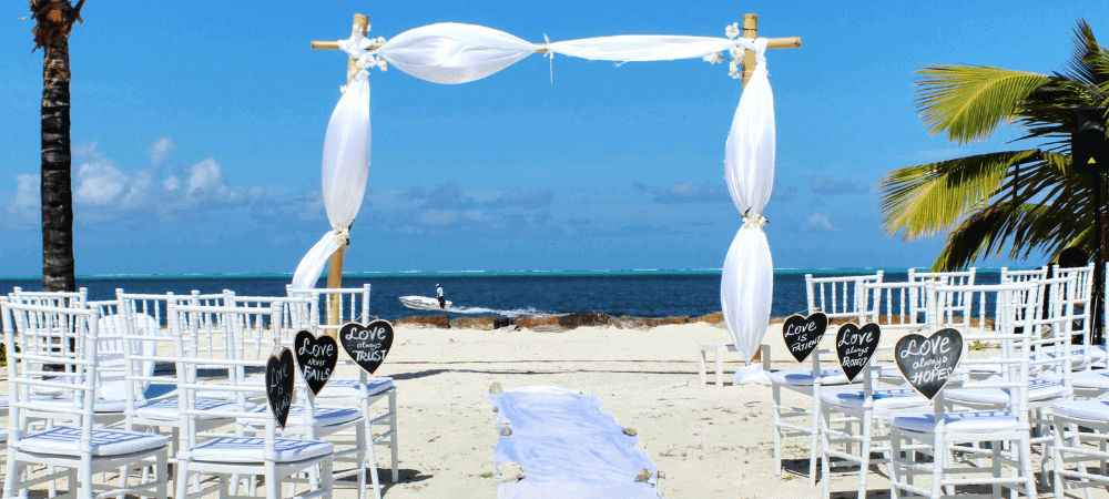 beach wedding venue in bright daylight