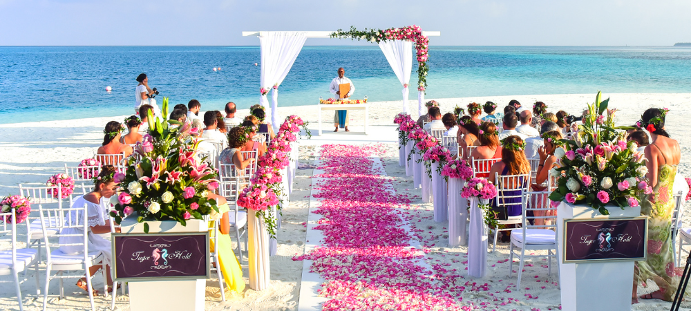 wedding ceremony at a caribbean beach