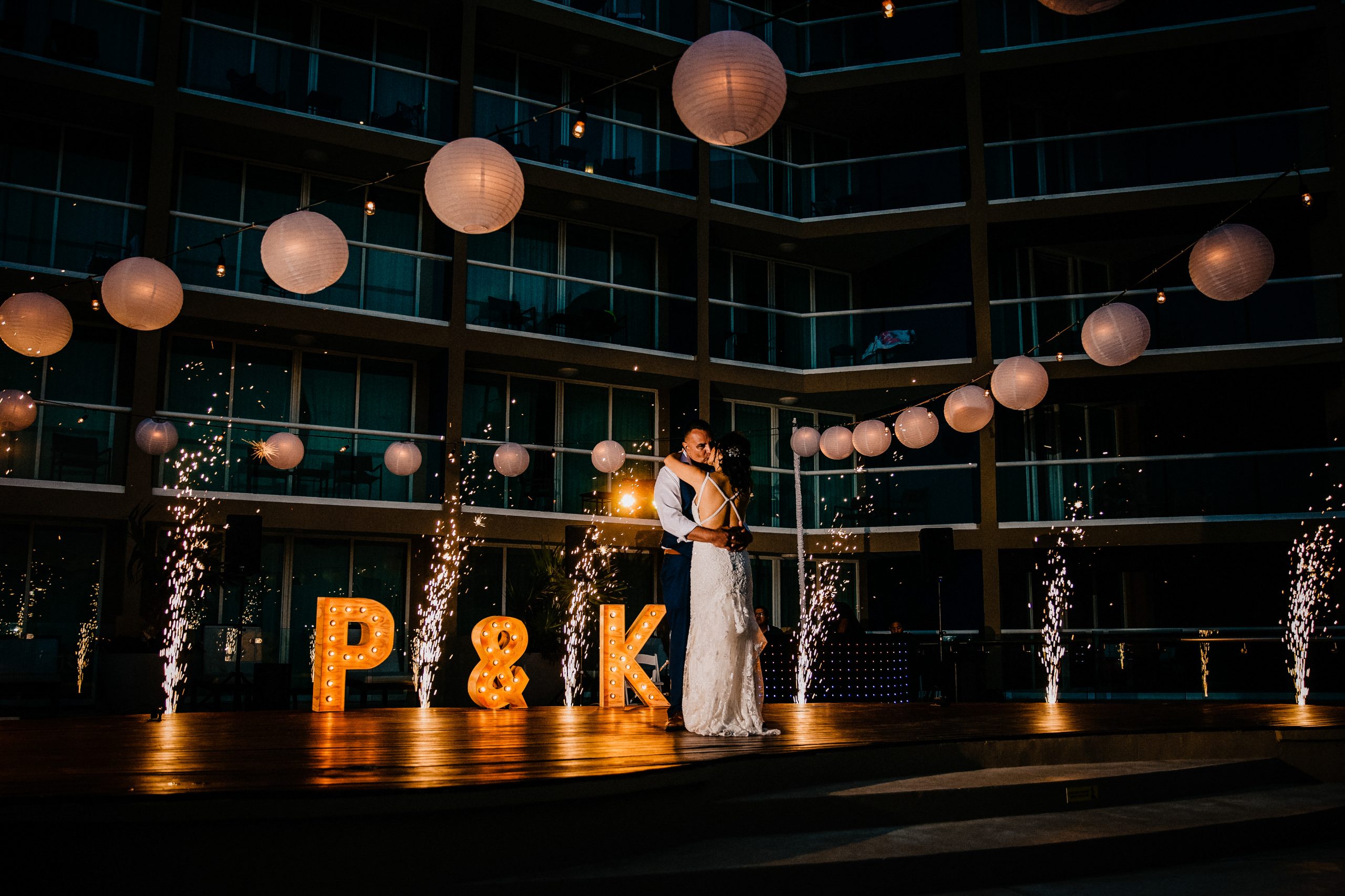 newlyweds dancing at thier wedding reception in punta cana