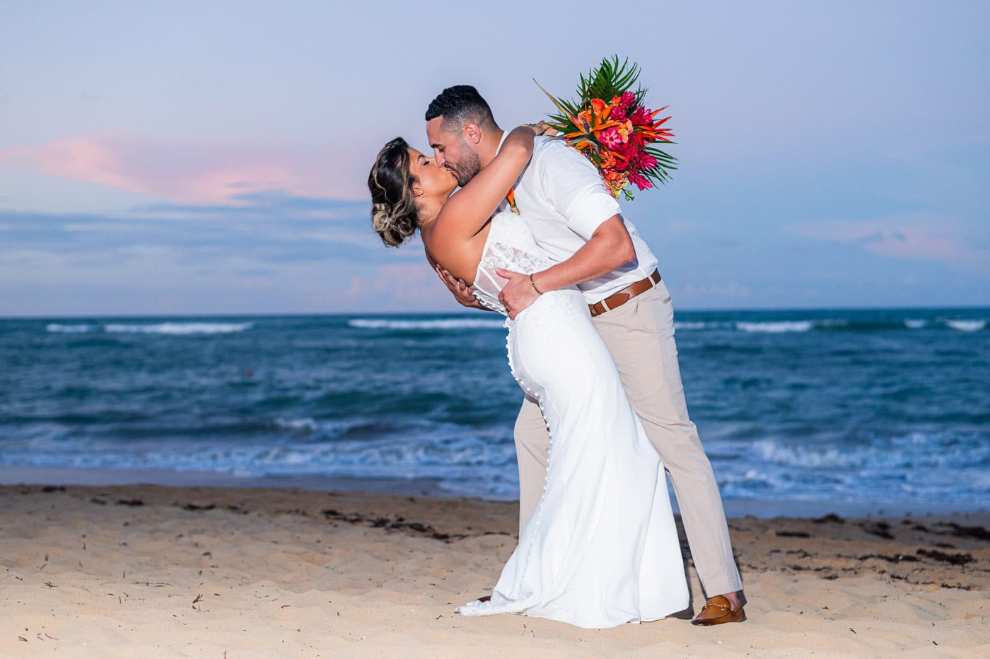 Couple kissing at Punta Cana Beach