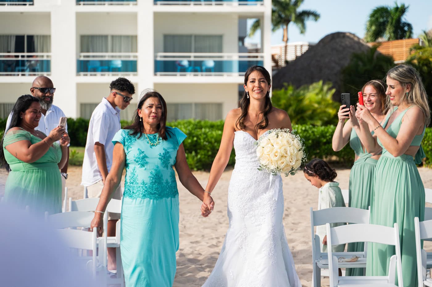 Michele walking down the aisle in Sunscape Dominicus