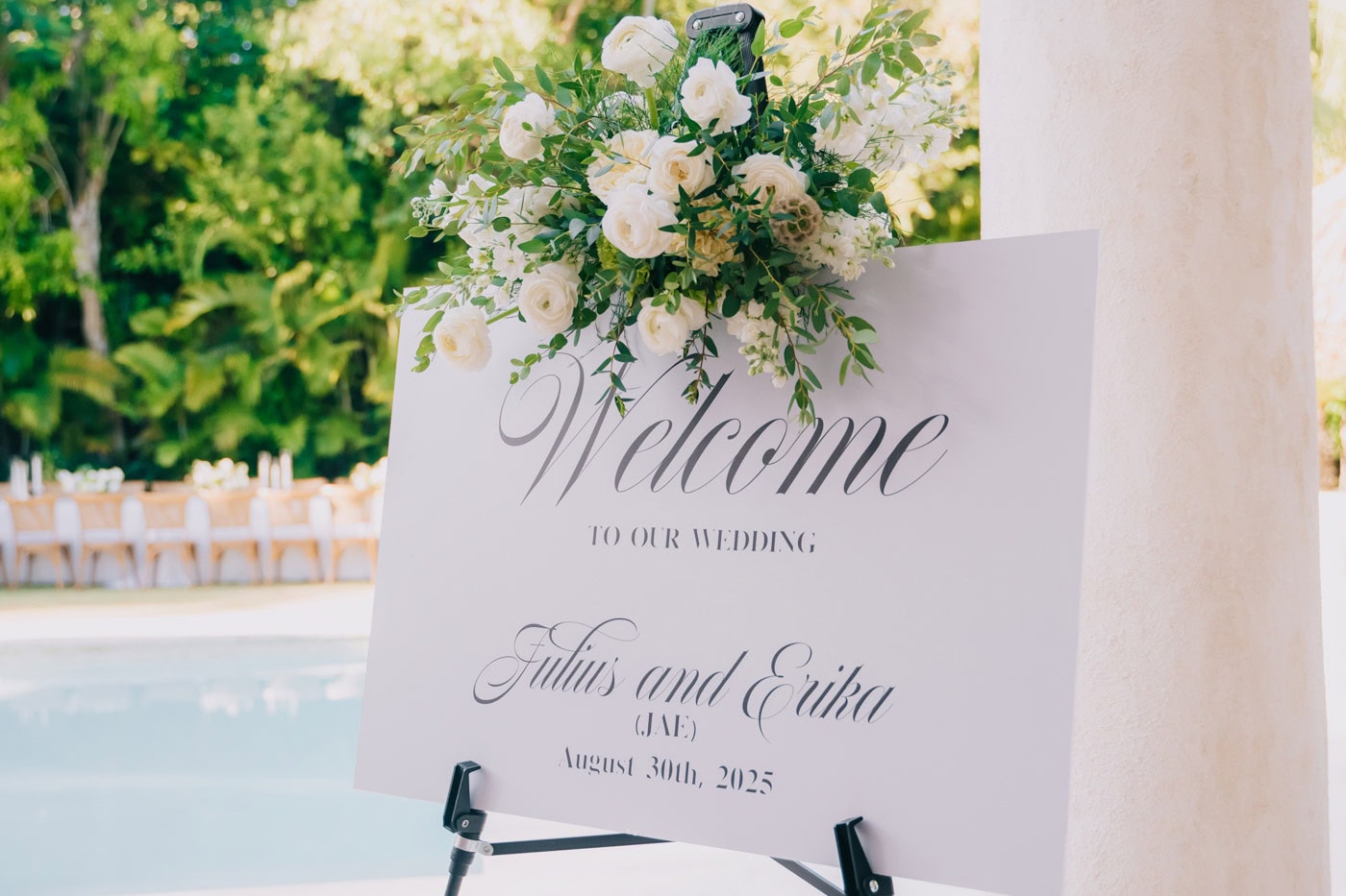 Erika & Julius wedding welcome sign