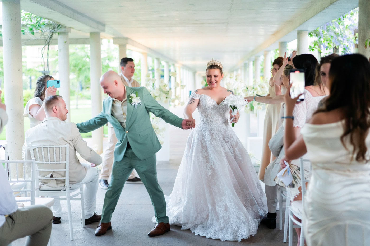 Live Aqua wedding couple just married