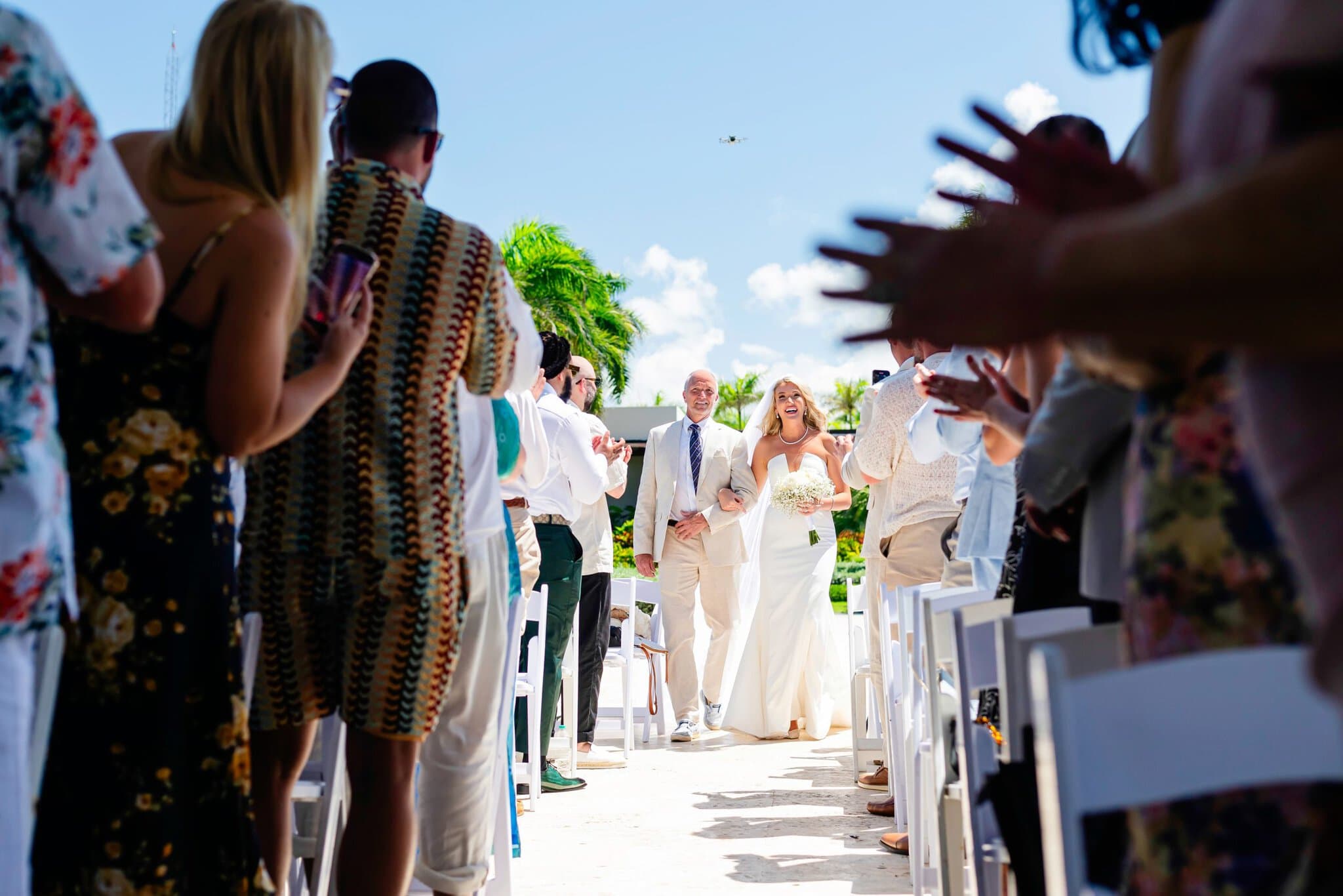 Bride walking down the aisle at a Punta Cana wedding